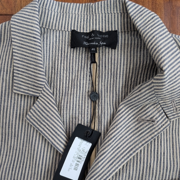 Rag and Bone Seersucker Blazer - 40 - NWT - Medium White Blue Throat tab - Picture 2 of 5
